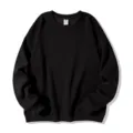 Solid black crewneck sweatshirt for men and women, classic casual long sleeve pullover top. - S / Tops / Black