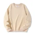 Beige crewneck sweatshirt for men and women, casual long sleeve pullover top basic streetwear. - S / Tops / Beige Apricot