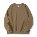 Solid color khaki crewneck sweatshirt for men and women, casual drop shoulder long sleeve top. - S / Tops / Dark Khaki