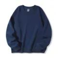 Solid navy blue crewneck sweatshirt for men, casual long sleeve pullover, regular fit. - S / Tops / Navy Blue