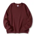 Solid color burgundy crewneck sweatshirt for men and women, comfortable casual cotton pullover. - S / Tops / Burgundy