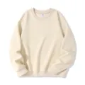 Beige Crewneck Sweatshirt Casual Long Sleeve Pullover Autumn Basic Solid Apparel - S / Tops / Light Beige