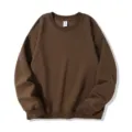 Men's solid brown crewneck sweatshirt, casual long sleeve pullover, basic comfort daily wear. - S / Tops / Coffee