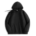 Classic black long sleeve hooded sweatshirt with front pocket and adjustable drawstring. - S / Tops / Black