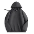 Classic dark grey hooded sweatshirt for daily casual wear, comfortable fleece pullover hoodie. - S / Tops / Iron Gray