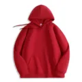 Solid red hooded sweatshirt for men and women, casual long sleeve pullover hoodie with pocket. - S / Tops / Bright Red
