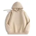 Solid color casual hooded sweatshirt for men and women, basic long sleeve khaki hoodie. - S / Tops / Beige