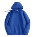 Solid color royal blue hoodie with front pocket and adjustable drawstring for men and women. - S / Tops / Klein Blue
