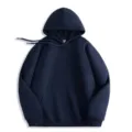 Solid navy blue hooded sweatshirt for men and women, casual streetwear pullover hoodie top. - S / Tops / Navy Blue