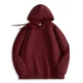Solid color casual hooded sweatshirt with long sleeves and front pocket for men and women daily wear. - S / Tops / Wine Red (Hooded Style)