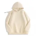 Solid color casual fleece lined hooded sweatshirt with front pocket for daily wear. - S / Tops / Light Beige (Hooded Style)