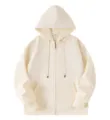 Autumn American style solid color zip-up hooded sweatshirt casual outerwear for men and women - S / Tops / Beige Apricot