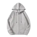 Grey zip-up hoodie for men and women, casual cotton hooded sweatshirt with front pocket. - S / Tops / Marl Grey
