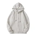 Light grey zip-up hoodie for men and women, casual cotton hooded sweatshirt with pockets. - S / Tops / Mixed Grey