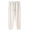 Off-white casual sweatpants for men and women, comfortable drawstring joggers with pockets. - M / Bottoms / White