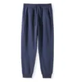 Casual solid color jogger sweatpants for men with elastic drawstring waist and ribbed cuffs. - M / Bottoms / Haze Blue