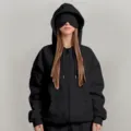 Felpa con cappuccio nera con mascherina per gli occhi integrata, felpa calda maniche lunghe. - Taglia S / Top / Nero