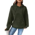 Sudadera verde de mujer con capucha y punto nido de abeja manga larga con bolsillo. - S / Tops / Verde oliva