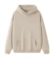 Men's casual solid color fleece hooded sweatshirt loose winter streetwear pullover hoodie - S / Tops / Grey Apricot