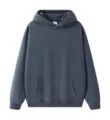 Solid dark grey fleece hoodie for men, casual long sleeve hooded sweatshirt with pocket. - S / Tops / Haze Blue