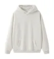 Comfortable solid color fleece hooded sweatshirt, casual pullover hoodie with front pocket. - S / Tops / Oatmeal Gray
