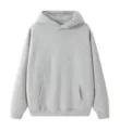 Men's grey solid color hooded sweatshirt, casual loose fit pullover hoodie with pocket - S / Tops / Mixed Grey