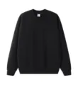 Men black casual crewneck sweatshirt basic solid pullover comfortable streetwear tops style - S / Tops / Black