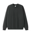 Men's solid dark grey crewneck sweatshirt, casual relaxed fit pullover for autumn winter. - S / Tops / Dark Gray
