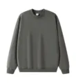 Men dark grey solid long sleeve crewneck sweatshirt casual basic pullover top fashion - S / Tops / Oyster Gray