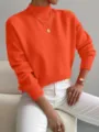 Donna autunno inverno maglione collo alto manica lunga tinta unita largo variante arancione - Arancione