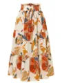 Böhmischer Blumenprint Stufenrock mit elastischem Kordelzugbund für Damen Sommer Mode. - S / Unterteile / Mehrfarbig