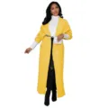 Lange gele kabel gebreide cardigan voor vrouwen, casual open trui jas met handige zakken. - S / Tops / Broken Wit