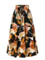 Schwarzer Damen Maxirock mit Blumenmuster, elastischem Taillenbund und praktischem Kordelzug. - S / Unterteile / Schwarz