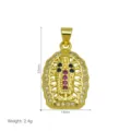 Ciondolo religioso placcato in oro con brillanti pietre di zircone, dettaglio 27x14mm. - Stile Vergine Maria (DN260711-A) / Pendant Only (Without Chain)
