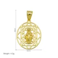 Ciondolo rilievo Vergine Maria placcato oro 18K, altezza 40 mm e larghezza 25 mm - Stile Tondo (DN260725-F) / un solo ciondolo, senza catena