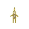 Gedetailleerde weergave van een gouden robot hanger met rechthoekige zirkoon inleg - Jongen Vorm (DN260614-A) / Pendant Only (Without Chain)