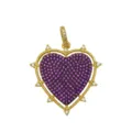 Detailed view of a gold-plated heart pendant inlaid with purple and white zircons - Pendant Only (Without Chain) (DN260825-A) / Gold with Purple Zirconia