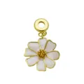 Detailed view of a white enamel flower charm with premium 18K gold plating for jewelry. - White Flower Pendant Only (Without Chain) (DN260619-A)