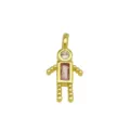 Macro-detail van een robotvormige hanger met roze en heldere zirkonia steentjes - Jongen Vorm (DN260614-B) / Pendant Only (Without Chain)