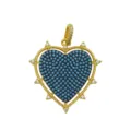 Detailed close-up of a gold-plated heart pendant featuring turquoise beads and zircon stones - Pendant Only (Without Chain) (DN260825-B) / Gold with Blue Zircon