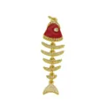 Detalle de un colgante de espina de pescado bañado en oro 18K con esmalte rojo y circón - Estilo de Espina de Pescado (DN260626-B) / Rojo (Solo Colgante (Sin Cadena))