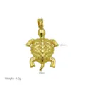 Detailed measurements of an 18K gold plated sea turtle pendant showing 37mm height - Sea Turtle Style (DN260621-A) Pendant Only (Without Chain)