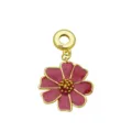 Detailed macro view of a pink enamel flower pendant with 18K gold plating finish - Magenta Flower Pendant Only (Without Chain) (DN260619-C)
