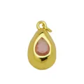 Vue détaillée du pendentif en forme de larme avec zircon rose et plaqué or 18 carats - Pendentif Rose Orange Seul
