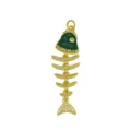 Primer plano de un colgante de espina de pescado chapado en oro 18K con esmalte verde y circonita - Estilo de Espina de Pescado (DN260626-D) / Verde (Colgante Solamente (Sin Cadena))