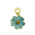 Detailed close-up of an elegant blue enamel flower pendant with 18K gold plated finish - Sky Blue Flower Pendant Only (Without Chain) (DN260619-D)
