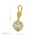 Dettaglio del ciondolo a cuore dorato con zircone trasparente, lunghezza 32 mm. - Ciondolo Cuore (DN260812-B) Solo (Senza Catena)