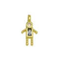 Close-up van een 18K vergulde jongen hanger met kleurrijke rechthoekige zirkonia's - Jongen Vorm (DN260614-D) / Pendant Only (Without Chain)
