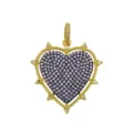 Detail view of a gold-plated heart pendant with elegant purple zircon pavé setting - Gold With Purple and White Zirconia