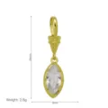 Dimensioni dettagliate del ciondolo in zircone marquise dorato, misura 36 mm x 9 mm - Ciondolo Marquise (DN260812-C) Solo (Senza Catena)